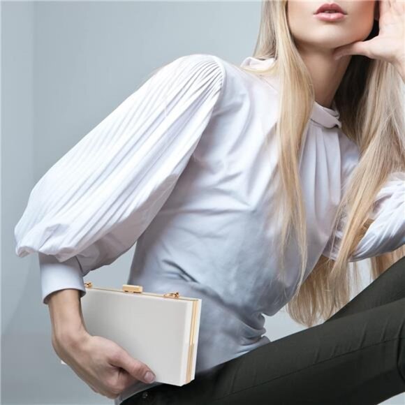 Clutch Bag with Detachable Chain: White Shoulder Handbag for Chic Style - Picture 4 of 7